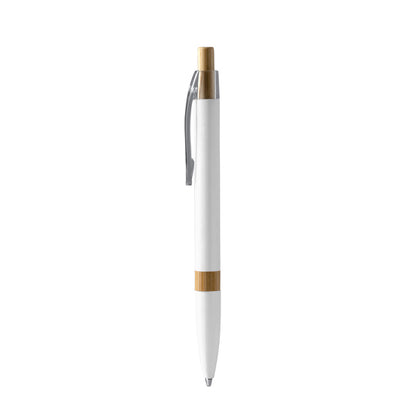 Stamina Ascari recycled aluminium and bamboo ball pen in white, ready for logo printing