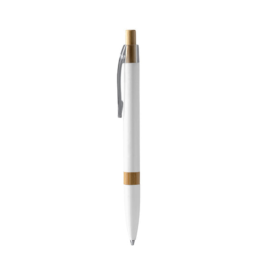 Stamina Ascari recycled aluminium and bamboo ball pen in white, ready for logo printing