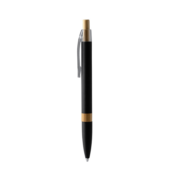 Stamina Ascari recycled aluminium and bamboo ball pen in black, ready for logo printing