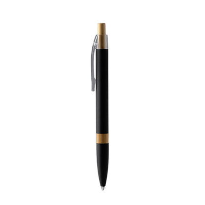 Stamina Ascari recycled aluminium and bamboo ball pen in black, ready for logo printing