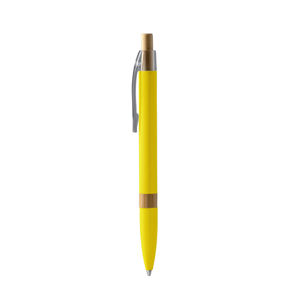Stamina Ascari recycled aluminium and bamboo ball pen in yellow, ready for logo printing