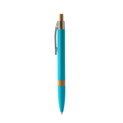 Stamina Ascari recycled aluminium and bamboo ball pen in light royal, ready for logo printing