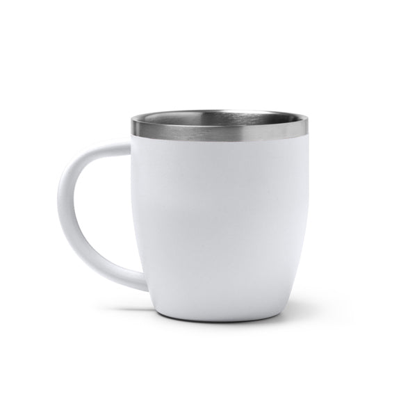 Stamina Bany double-walled stainless steel thermal cup in white, ready for laser engraving
