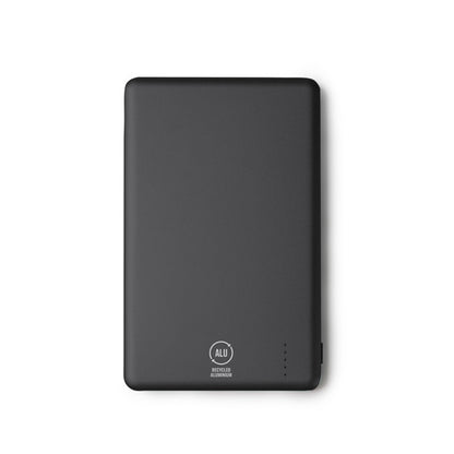 Stamina Terium recycled aluminium power bank 5000 mAh in black, ready for logo printing