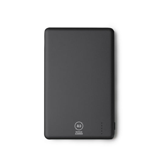 Stamina Terium recycled aluminium power bank 5000 mAh in black, ready for logo printing