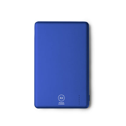 Stamina Terium recycled aluminium power bank 5000 mAh in royal blue, ready for logo printing