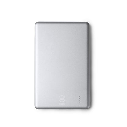 Stamina Terium recycled aluminium power bank 5000 mAh in silver, ready for logo printing
