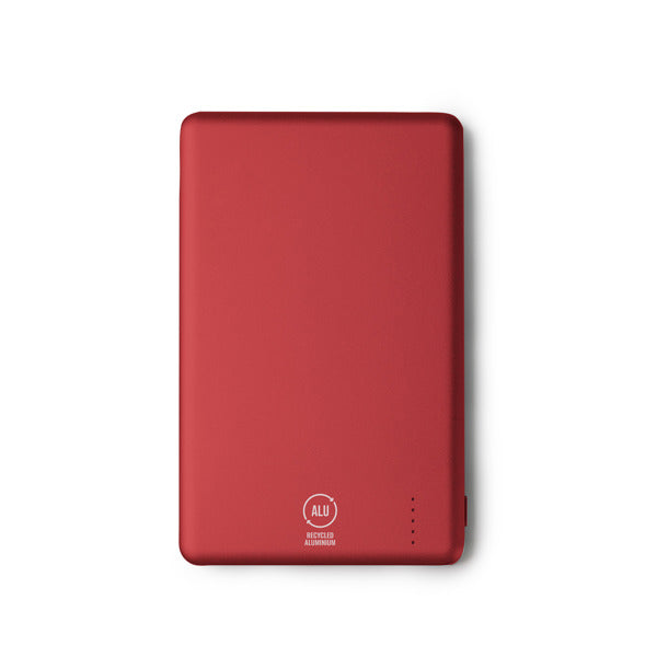 Stamina Terium recycled aluminium power bank 5000 mAh in red, ready for logo printing