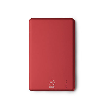 Stamina Terium recycled aluminium power bank 5000 mAh in red, ready for logo printing