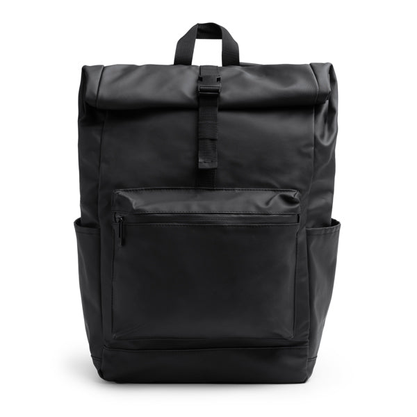 Stamina Fenati PU leather backpack in black, ready for logo printing