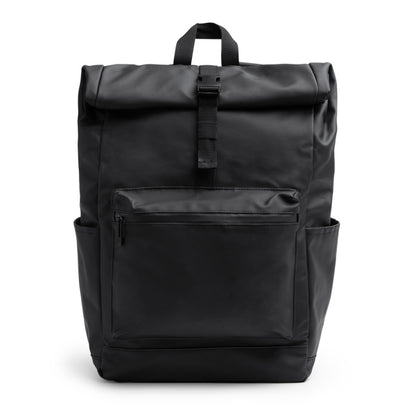 Stamina Fenati PU leather backpack in black, ready for logo printing