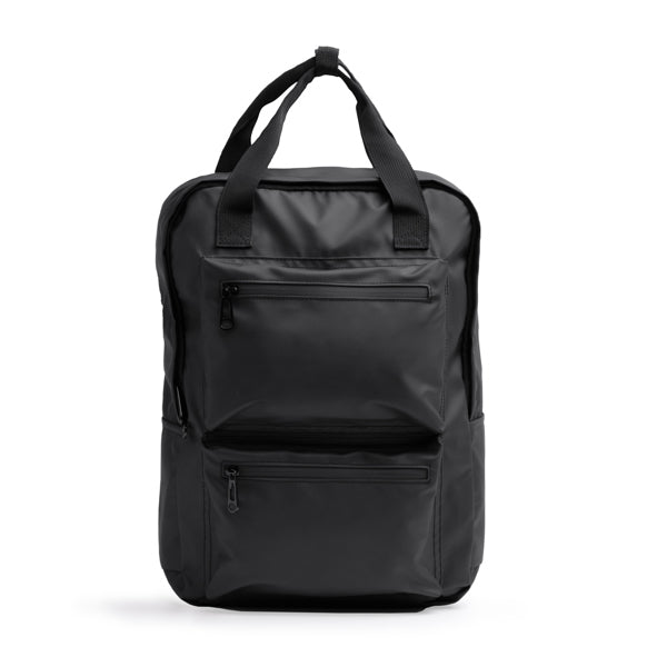 Stamina Rusel PU leather backpack in black, ready for logo printing