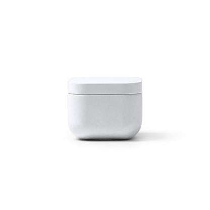 Stamina Trini a square metal candle in white, ready for laser engraving