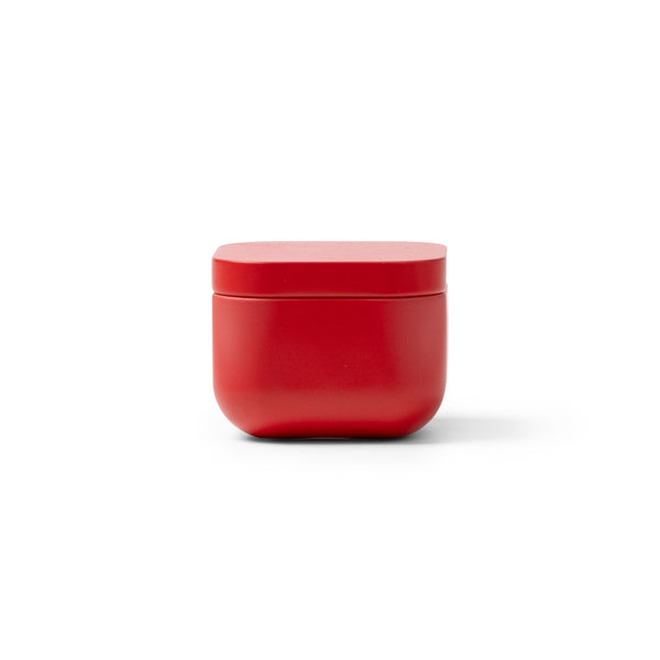 Stamina Trini a square metal candle in red, ready for laser engraving