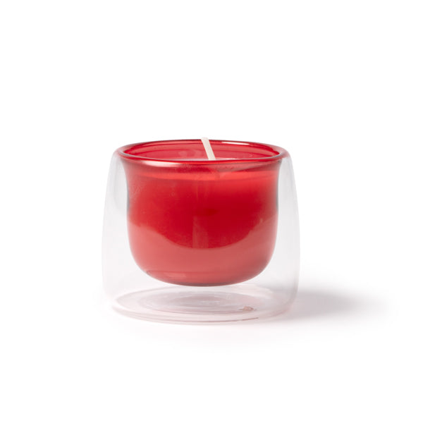 Stamina Flora glass candle in red, ready for logo printing