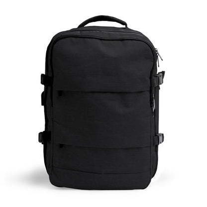 Stamina Margot recycled RPET polyester backpack in black, ready for logo printing