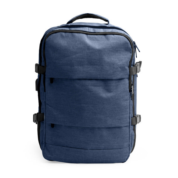 Stamina Margot recycled RPET polyester backpack in heather denim, ready for logo printing