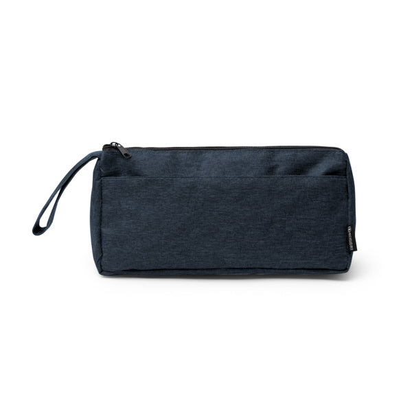 Stamina Yulia 300D RPET toiletry bag in heather denim, ready for logo printing