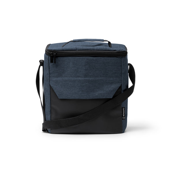 Stamina Taison PU leather and RPET cooler bag in heather denim, ready for logo printing