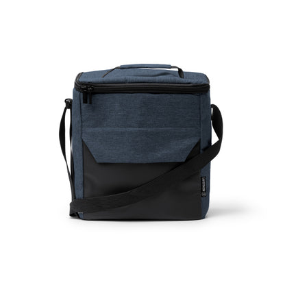Stamina Taison PU leather and RPET cooler bag in heather denim, ready for logo printing