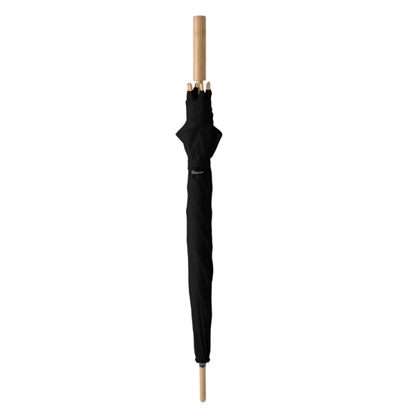 Stamina Varme RPET and bamboo fabric umbrella in black, ready for laser engraving