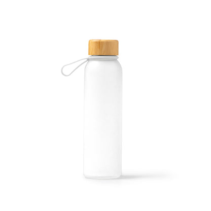Stamina Voznan recycled glass and bamboo bottle 500 ml in white, ready for laser engraving