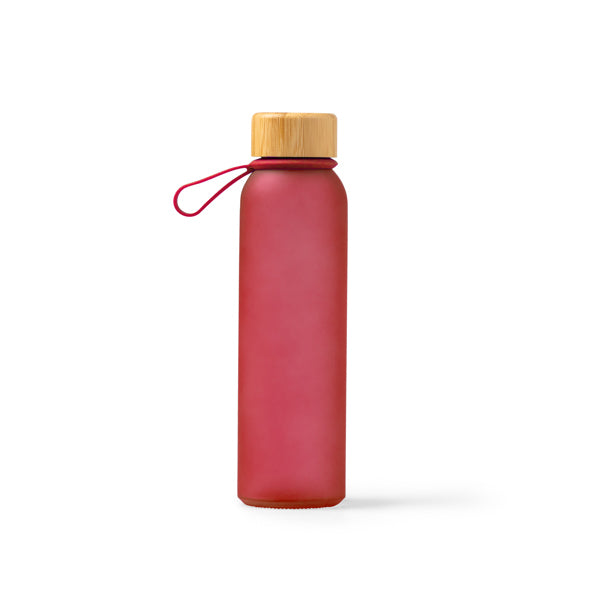 Stamina Voznan recycled glass and bamboo bottle 500 ml in red, ready for laser engraving