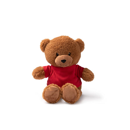 Stamina Koda polyester plush teddy bear in red, ready for logo printing