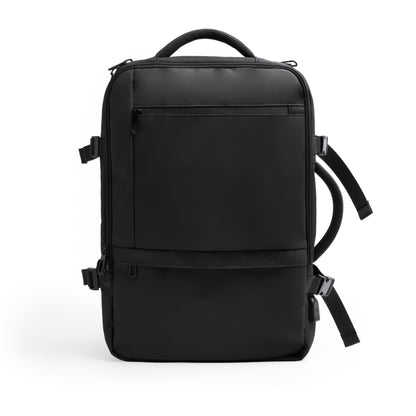 Stamina Rayan PU leather backpack in black, ready for logo printing