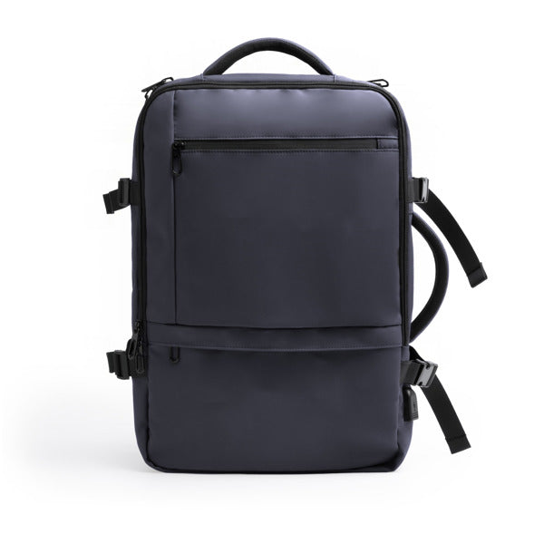 Stamina Rayan PU leather backpack in navy blue, ready for logo printing