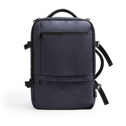 Stamina Rayan PU leather backpack in navy blue, ready for logo printing