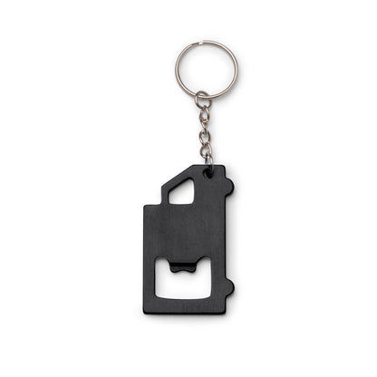 Stamina Tolvak aluminium keyring in black, ready for laser engraving