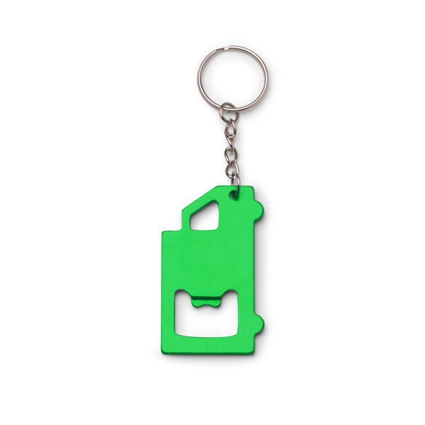 Stamina Tolvak aluminium keyring in fern green, ready for laser engraving