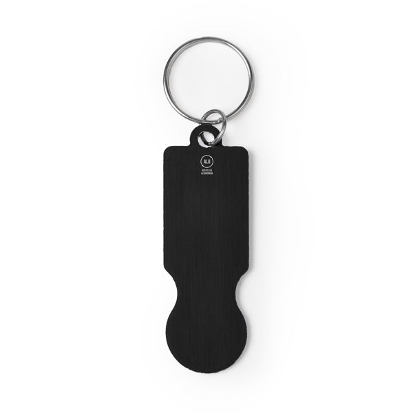 Stamina Hornet recycled aluminium keyring in black, ready for laser engraving