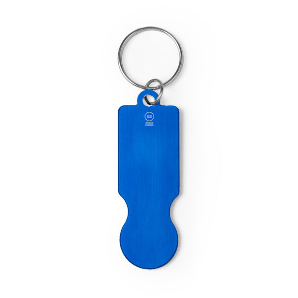 Stamina Hornet recycled aluminium keyring in royal blue, ready for laser engraving
