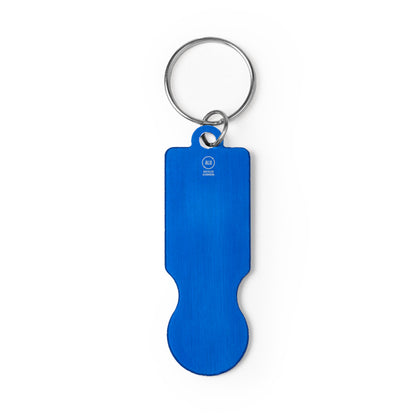 Stamina Hornet recycled aluminium keyring in royal blue, ready for laser engraving