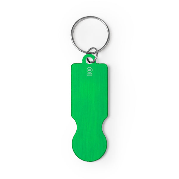 Stamina Hornet recycled aluminium keyring in fern green, ready for laser engraving