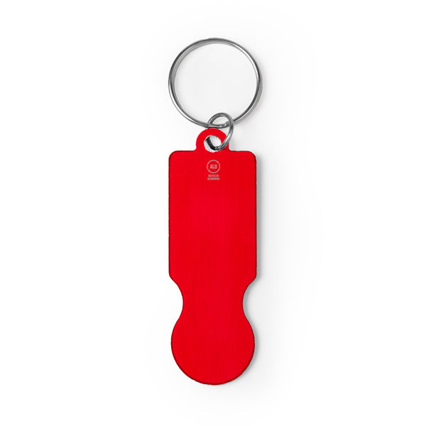 Stamina Hornet recycled aluminium keyring in red, ready for laser engraving