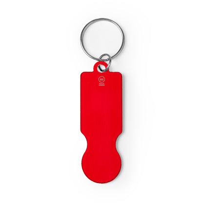 Stamina Hornet recycled aluminium keyring in red, ready for laser engraving
