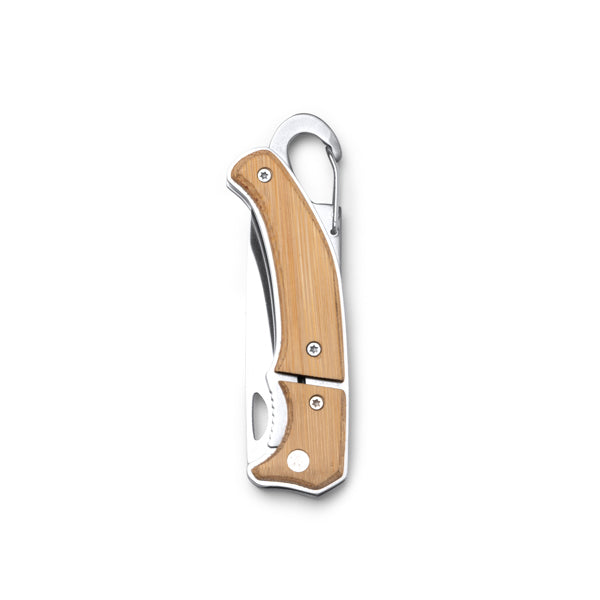 Stamina Voro stainless steel and bamboo pocket knife in beige, ready for laser engraving