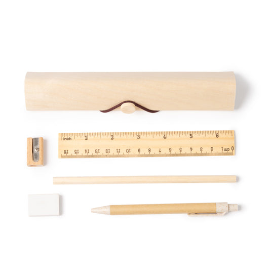 Stamina Sakis natural wood pencil case in beige, ready for laser engraving