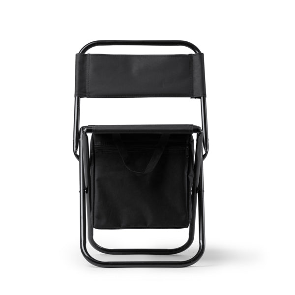 Stamina Koval polyester folding chair in black, ready for logo printing