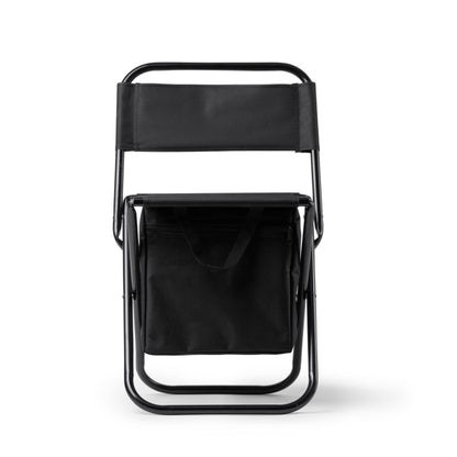 Stamina Koval polyester folding chair in black, ready for logo printing