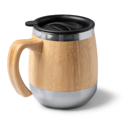 Stamina Marly stainless steel and bamboo thermal cup 450 ml, ready for laser engraving