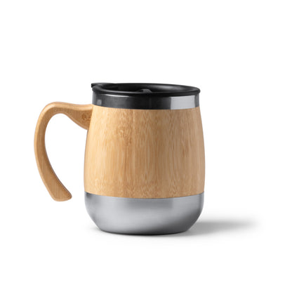 Stamina Marly stainless steel and bamboo thermal cup 450 ml in beige, ready for laser engraving