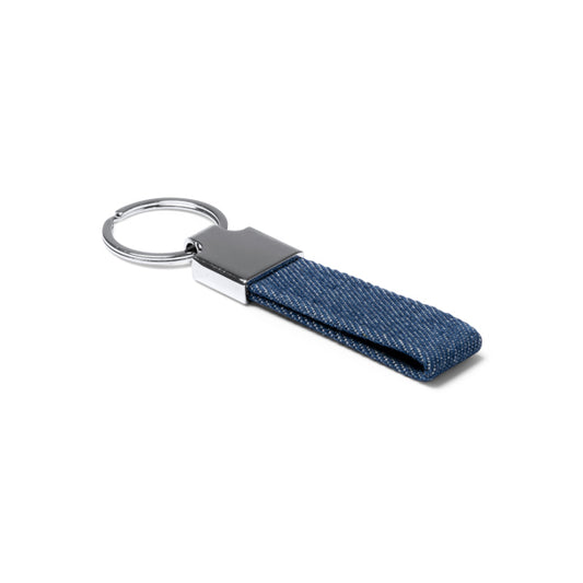 Stamina Brady denim fabric keyring, ready for laser engraving