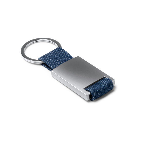 Stamina Betrix denim fabric keyring, ready for laser engraving