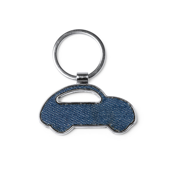 Stamina Civic denim fabric keyring in heather denim, ready for logo printing