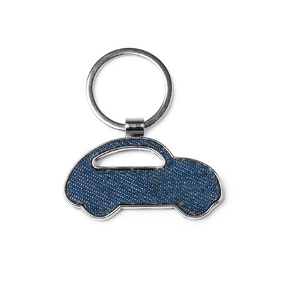 Stamina Civic denim fabric keyring in heather denim, ready for logo printing