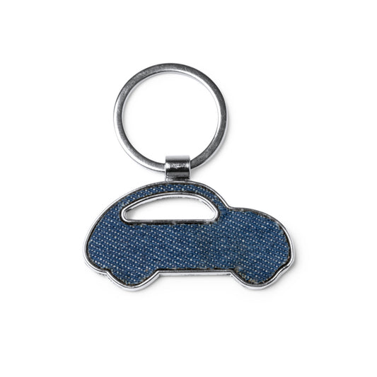 Stamina Civic denim fabric keyring in heather denim, ready for logo printing